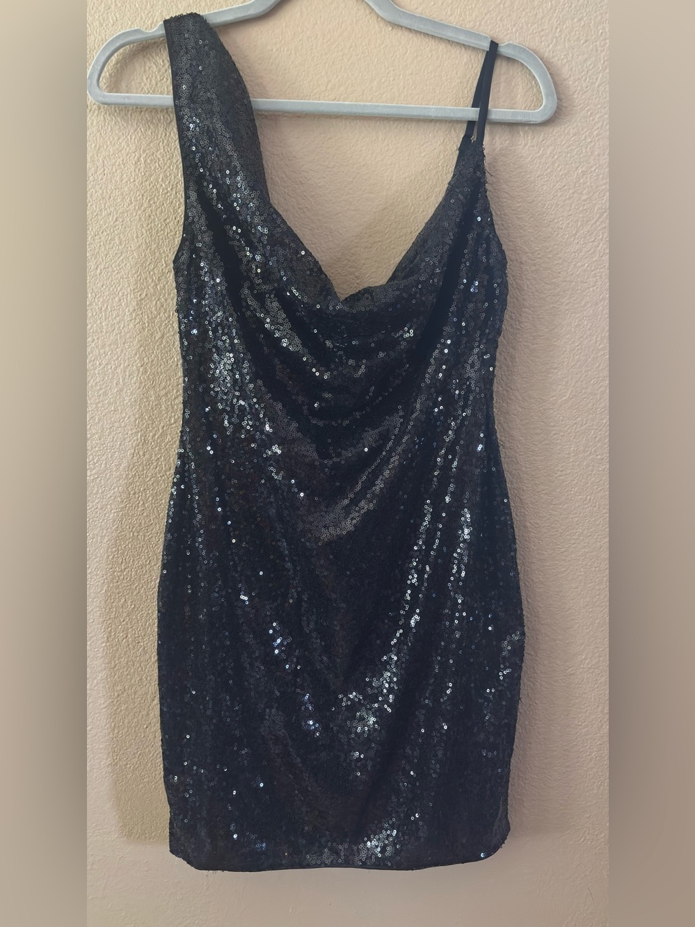 Forever 21 Black Sequin Cowl Mini Dress